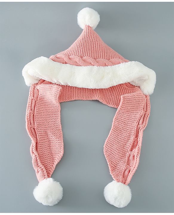 Babyhug Pom Pom  Woollen Cap Small Size - Pink