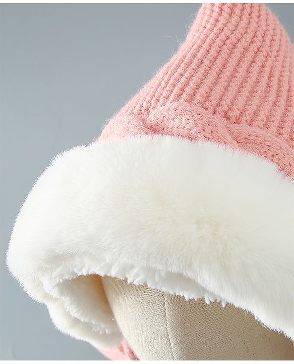 Babyhug Pom Pom  Woollen Cap Small Size - Pink