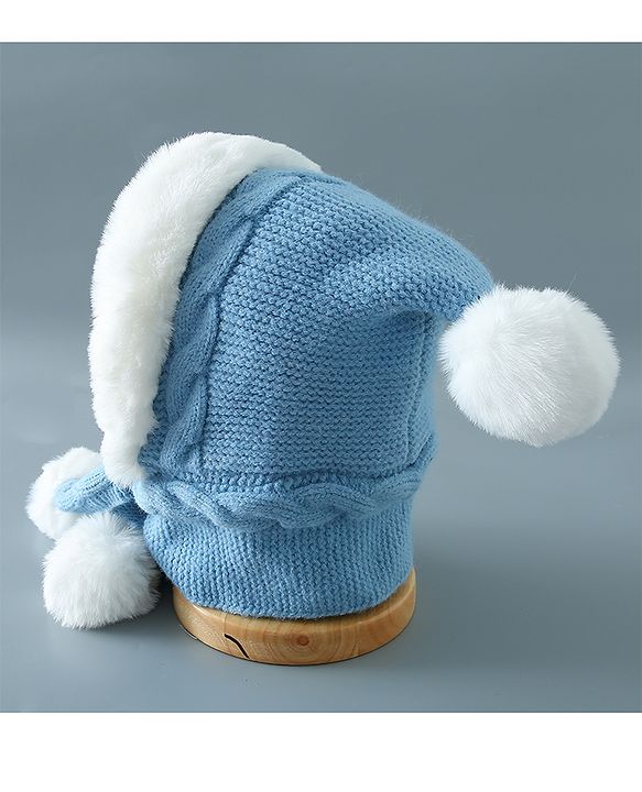 Babyhug Pom Pom Woollen Cap Small Size - Blue