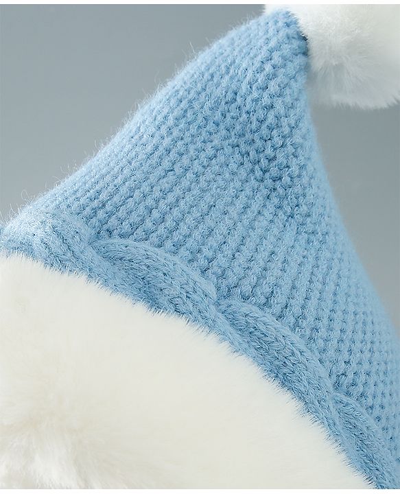 Babyhug Pom Pom Woollen Cap Small Size - Blue