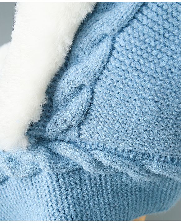 Babyhug Pom Pom Woollen Cap Small Size - Blue