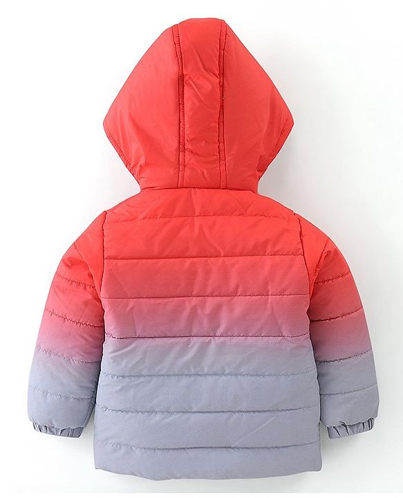 Babyhug Full Sleeves Woven Padded Hoodie Text Patch - Orange