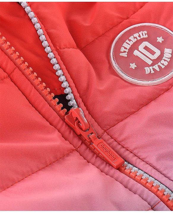 Babyhug Full Sleeves Woven Padded Hoodie Text Patch - Orange