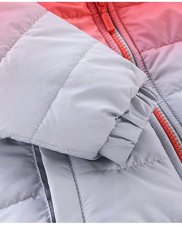 Babyhug Full Sleeves Woven Padded Hoodie Text Patch - Orange
