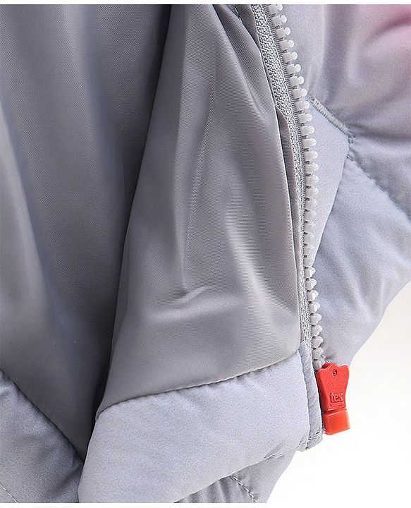 Babyhug Full Sleeves Woven Padded Hoodie Text Patch - Orange