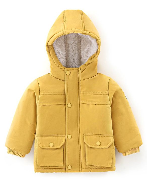 Babyhug Full Sleeves Hooded & Padded Jacket Solid- Mustard