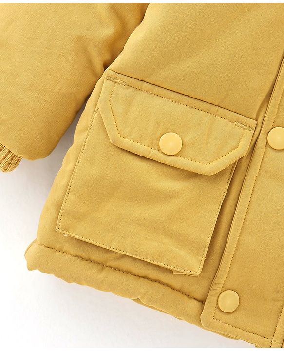 Babyhug Full Sleeves Hooded & Padded Jacket Solid- Mustard