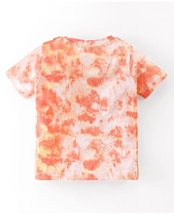 Babyhug 100% Cotton Knit Half Sleeves Beach Print T-Shirt & Shorts Set - Peach