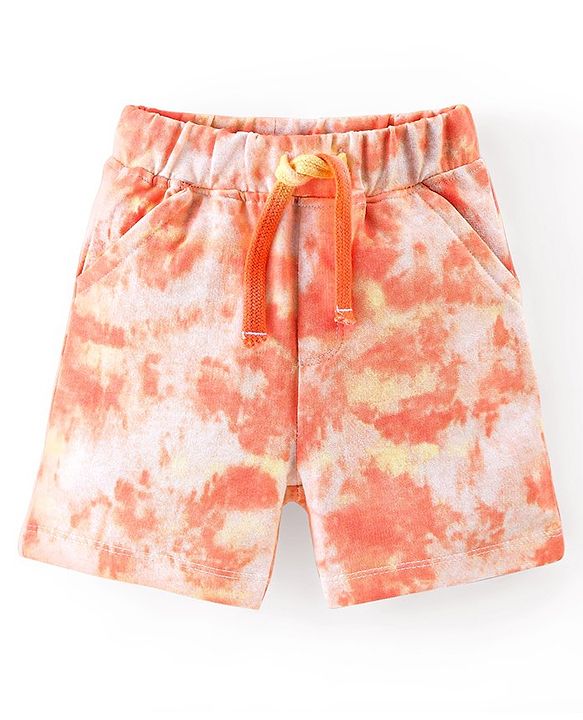 Babyhug 100% Cotton Knit Half Sleeves Beach Print T-Shirt & Shorts Set - Peach