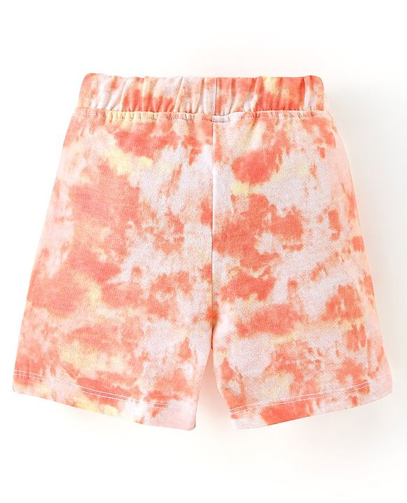 Babyhug 100% Cotton Knit Half Sleeves Beach Print T-Shirt & Shorts Set - Peach