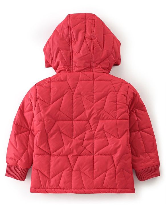 Babyhug Woven Full Sleeves Solid Color Hoodie - Red