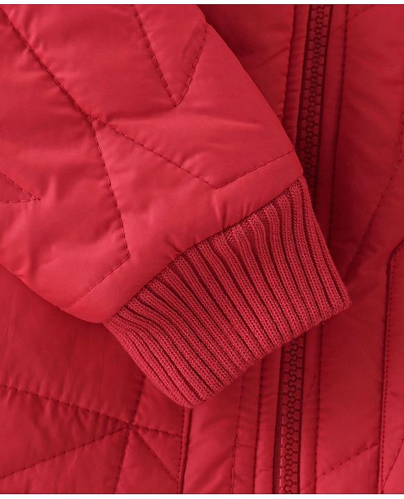 Babyhug Woven Full Sleeves Solid Color Hoodie - Red