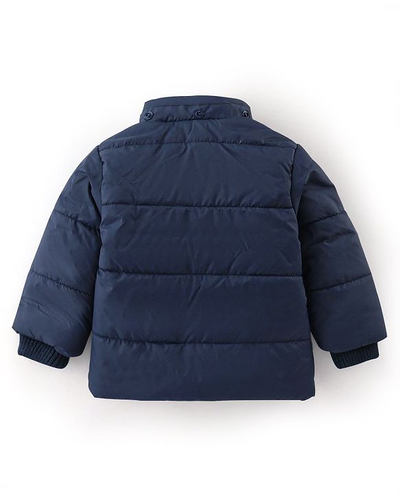 Babyhug Full Sleeves Hooded & Padded Jacket Solid- Navy Blue