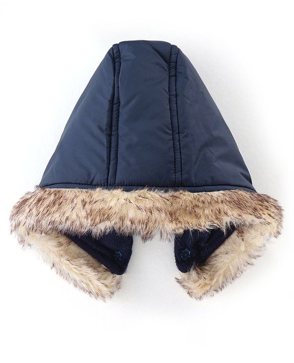 Babyhug Full Sleeves Hooded & Padded Jacket Solid- Navy Blue