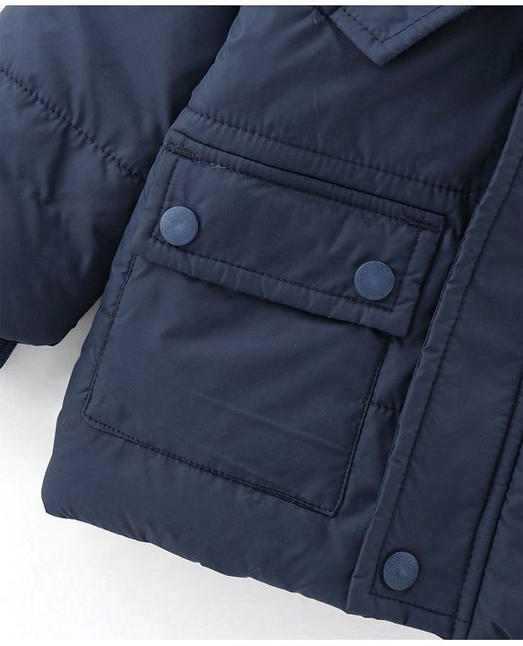 Babyhug Full Sleeves Hooded & Padded Jacket Solid- Navy Blue
