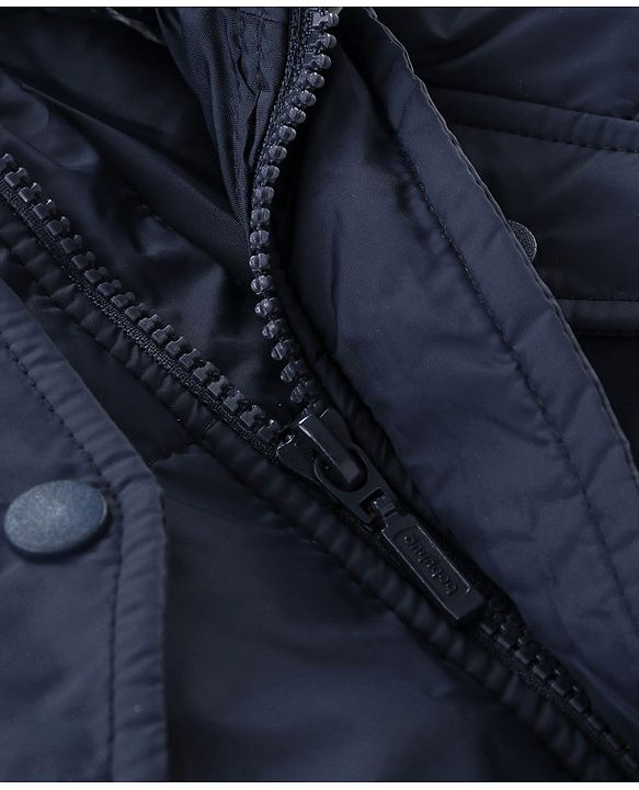 Babyhug Full Sleeves Hooded & Padded Jacket Solid- Navy Blue