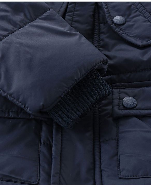 Babyhug Full Sleeves Hooded & Padded Jacket Solid- Navy Blue