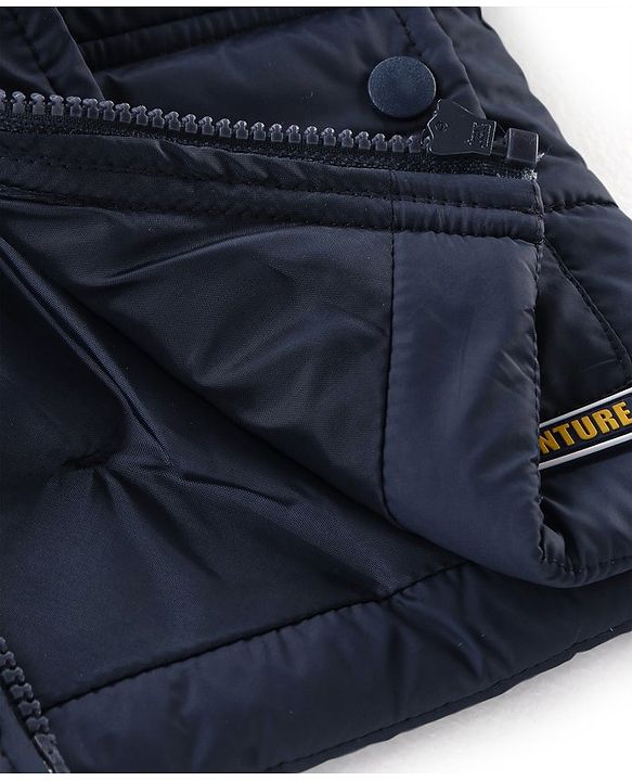 Babyhug Full Sleeves Hooded & Padded Jacket Solid- Navy Blue
