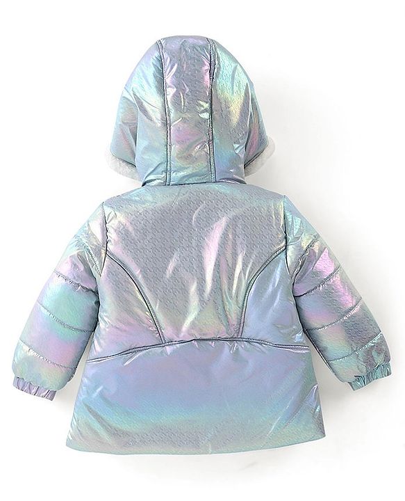 Babyhug Woven Full Sleeves Textured Jacket with Hood - Silver
