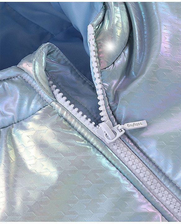 Babyhug Woven Full Sleeves Textured Jacket with Hood - Silver