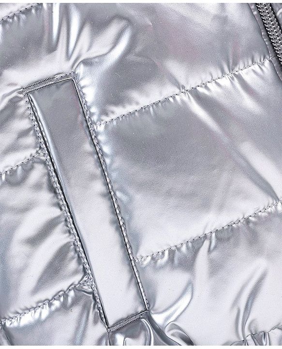 Babyhug Full Sleeves Woven Quilted Hoodie Landscape Patch - Silver