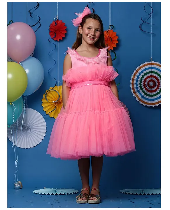 Girls' Striped Knit Maxi Dress - Cat & Jack™ Neon Pink M : Target