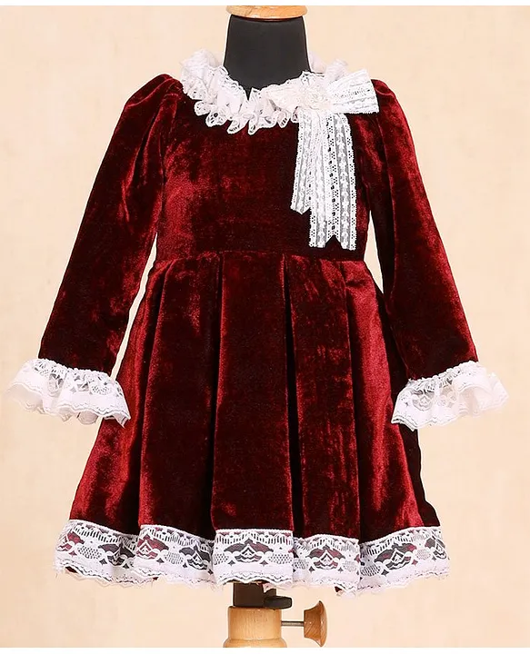 Girls Long Sleeve Velvet Casual Christmas Holiday Party Dress Size 2-12  Years | eBay