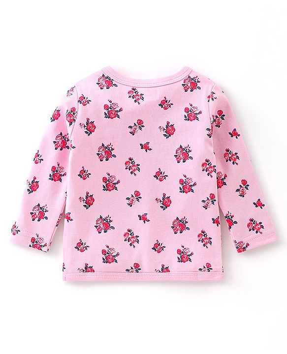 Babyhug 100% Cotton Vests Roses & Teddy Print Pack of 3 - Pink Blue & Red