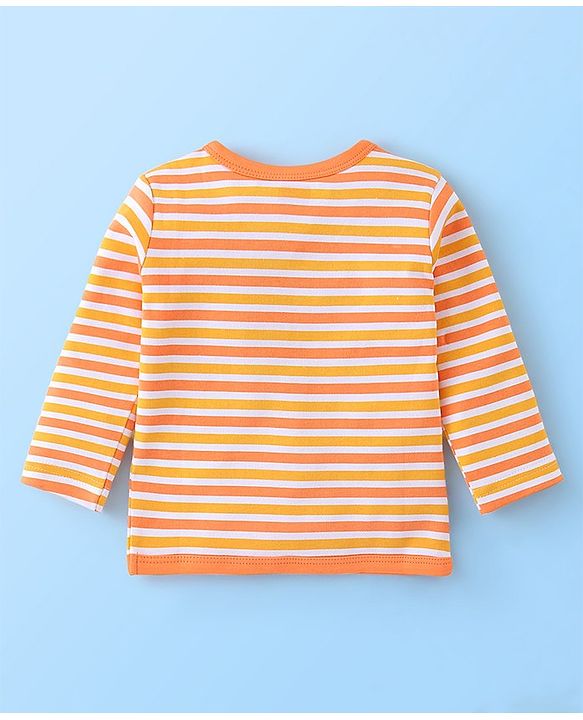 Babyhug 100% Cotton Knit Full Sleeves Front Open Vests Stripes & Animal Print Pack of 3 - Orange Green & White