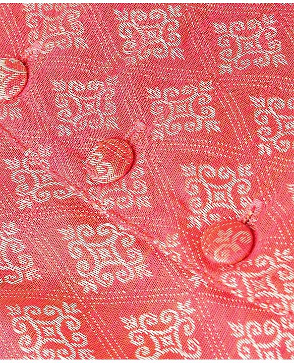 Babyhug Brocade Woven Full Sleeves Kurta & Pajama Set Argyle Design - Peach