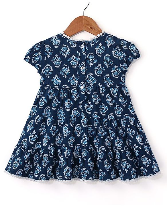 Babyhug Cotton Half Sleeves Printed Kurti With Leggings And Dupatta- Indigo
