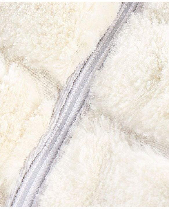 Babyhug Woven Full Sleeves Stripe Textured Hoodie with Cotton Lining - White
