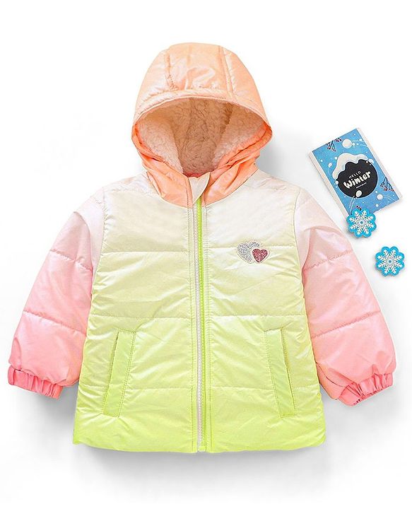 Babyhug Full Sleeves Hooded Jacket with Heart Patch - Pink