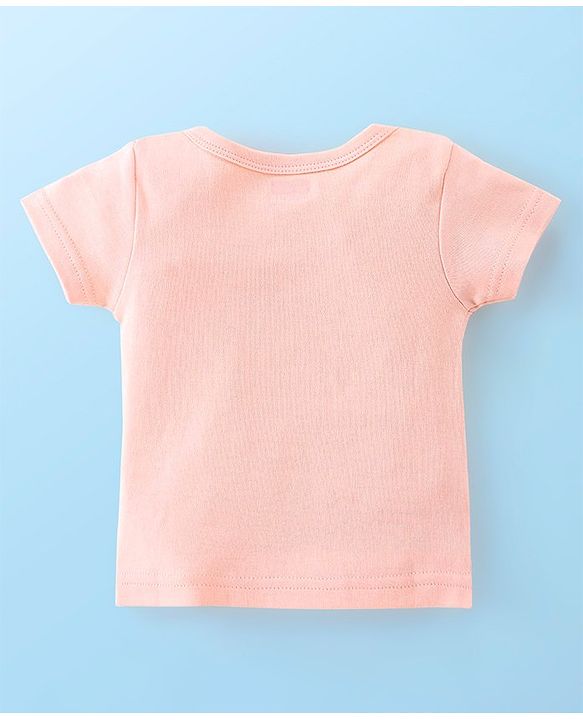 Babyhug 100% Cotton Half Sleeves Vests Boat & Kitty Print Pack of 3- Peach White & Red