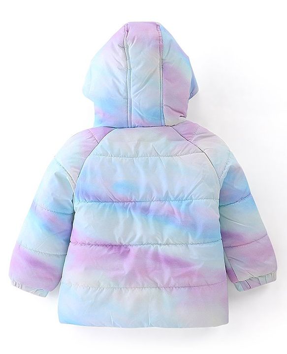 Babyhug Full Sleeves Tie Dye Woven Hoodie - Purple & Blue