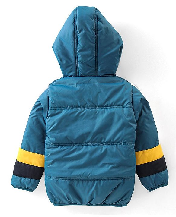 Babyhug Full Sleeves Hooded & Padded Jacket Solid- Teal