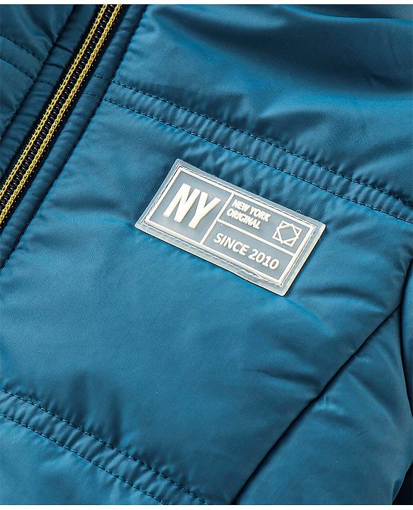 Babyhug Full Sleeves Hooded & Padded Jacket Solid- Teal