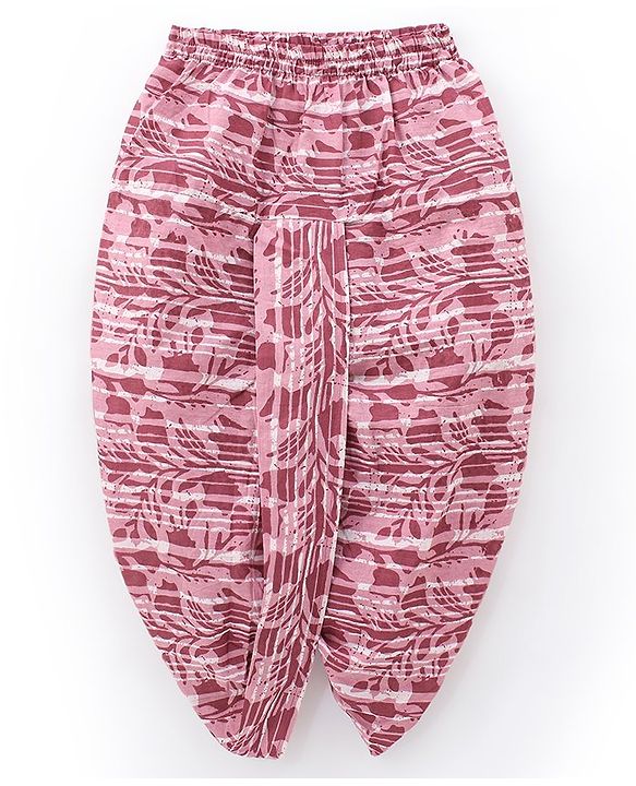 Babyhug 100% Cotton Woven Full Sleeves Kurta With Dhoti Kolka Print - Red