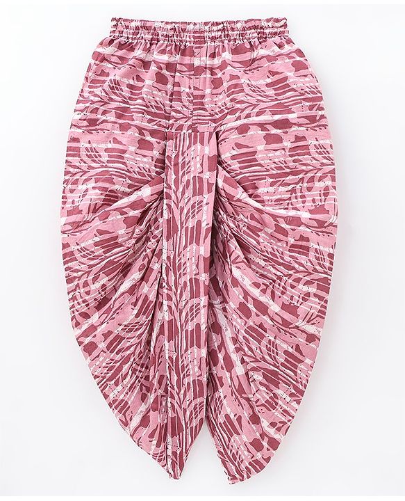 Babyhug 100% Cotton Woven Full Sleeves Kurta With Dhoti Kolka Print - Red