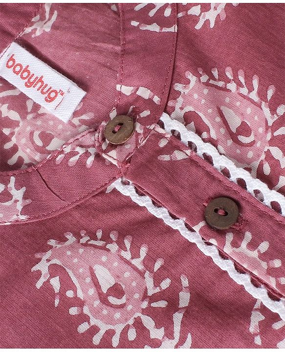 Babyhug 100% Cotton Woven Full Sleeves Kurta With Dhoti Kolka Print - Red