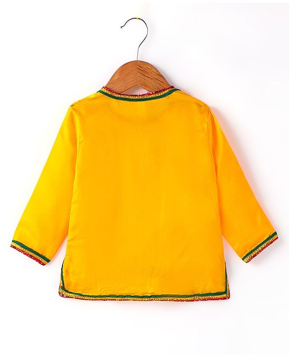 Babyhug Woven Full Sleeves Jamna Set with Forehead Cap & Waistband - Yellow