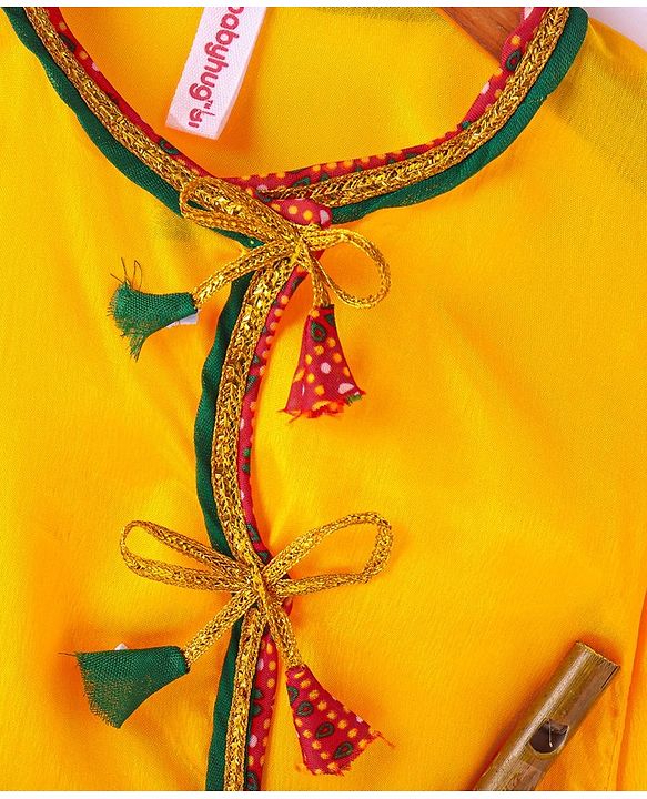 Babyhug Woven Full Sleeves Jamna Set with Forehead Cap & Waistband - Yellow