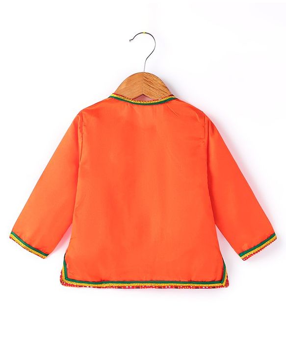 Babyhug Woven Full Sleeves Jamna Set with Forehead Cap & Waistband - Orange