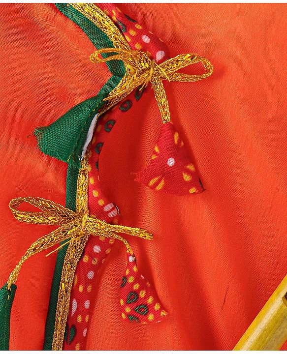 Babyhug Woven Full Sleeves Jamna Set with Forehead Cap & Waistband - Orange