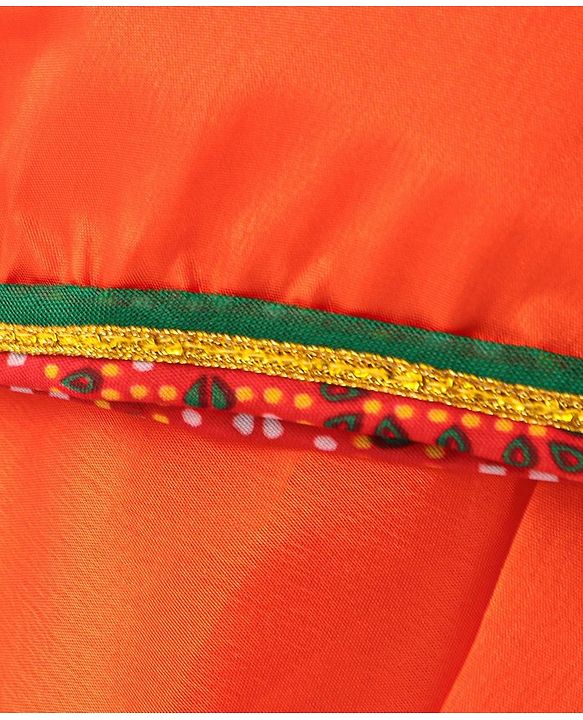 Babyhug Woven Full Sleeves Jamna Set with Forehead Cap & Waistband - Orange