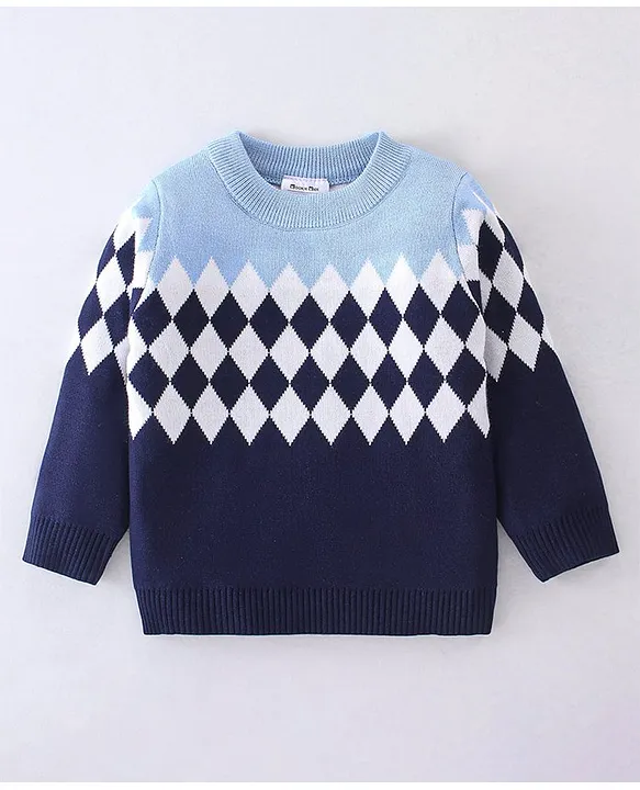 Intarsia Sweater- Football by Little English – Blue Bonnet