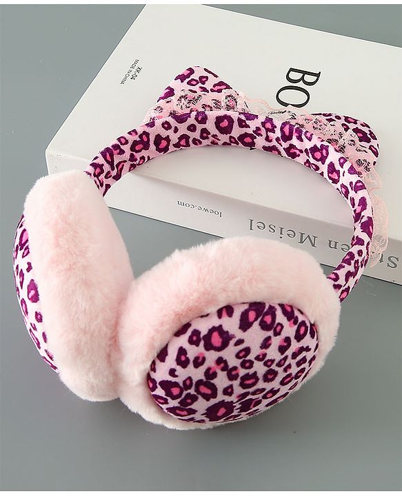 Babyhug Ear Muffs Leopard Design - Pink