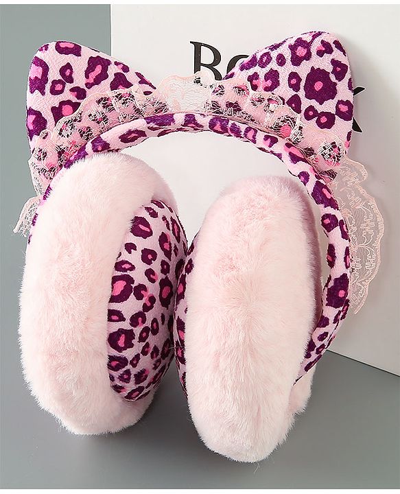 Babyhug Ear Muffs Leopard Design - Pink