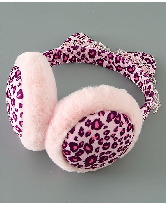 Babyhug Ear Muffs Leopard Design - Pink