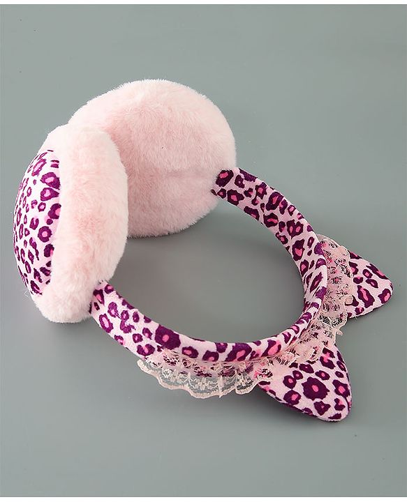 Babyhug Ear Muffs Leopard Design - Pink